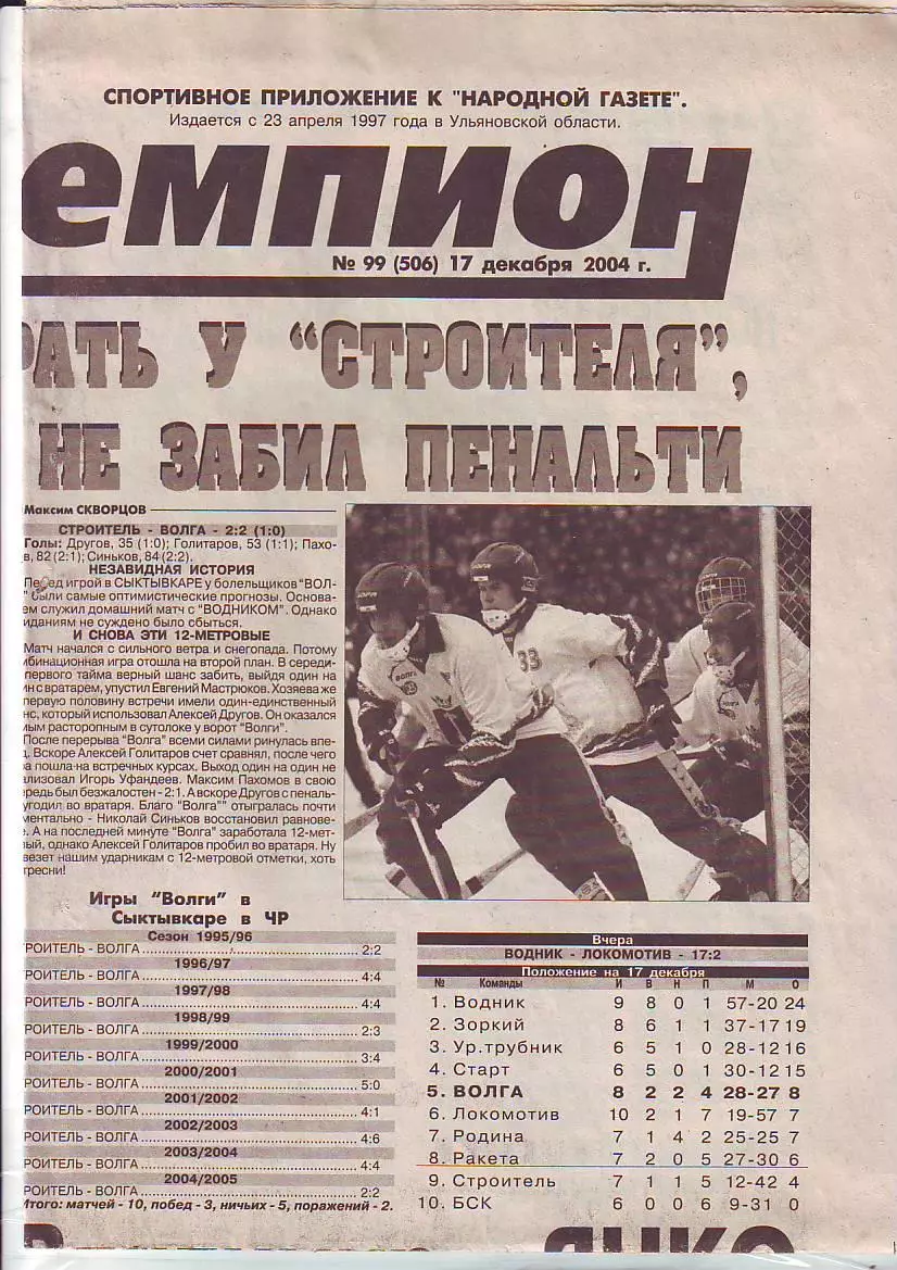 Газета Чемпион № 99 17.12.2004