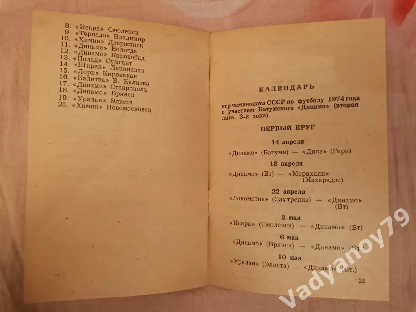 Футбол. 1974. Динамо (Батуми, Грузия) 2