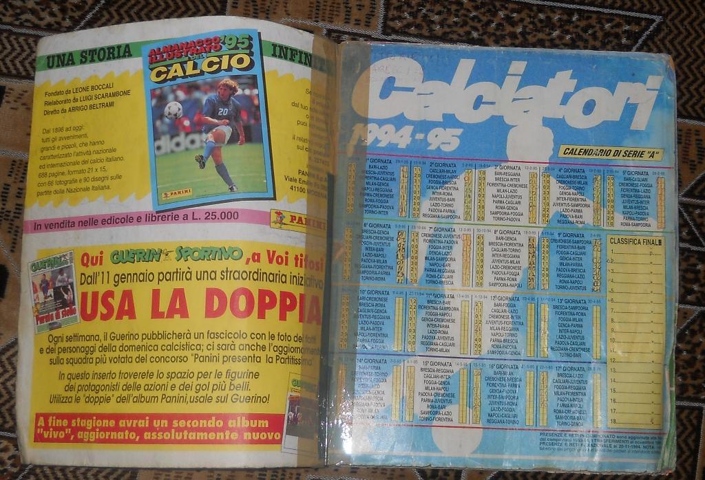 Альбом для наклеек Panini. Calciatori 1994-95. Есть 603 из 632 наклеек. 1