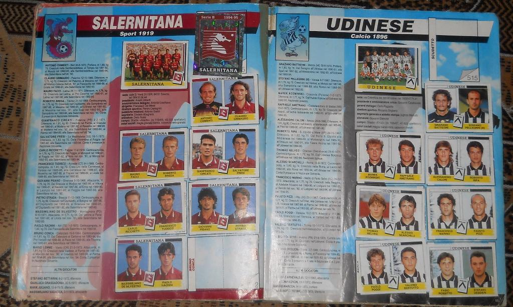 Альбом для наклеек Panini. Calciatori 1994-95. Есть 603 из 632 наклеек. 5