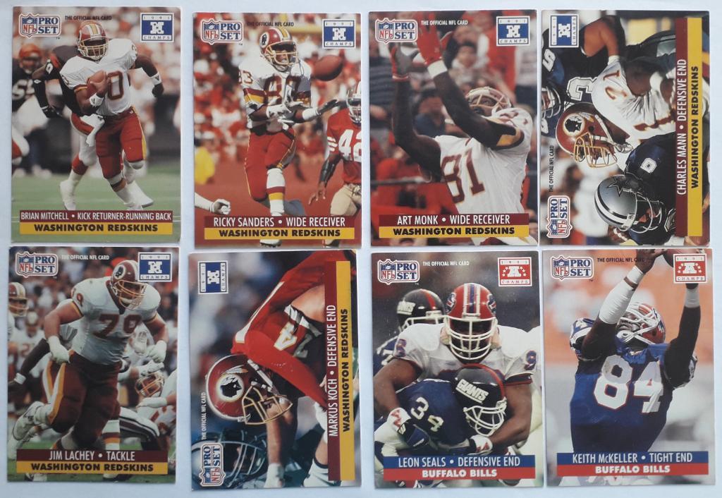 Карточки The Official NFL Card 1991 -17 штук