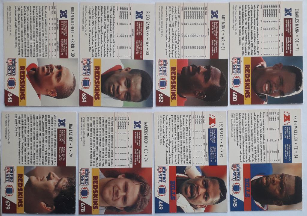 Карточки The Official NFL Card 1991 -17 штук 1