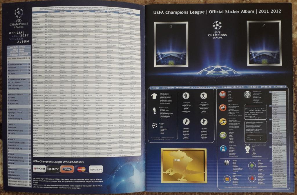 Альбом для накелейок Panini. Champions League 2011-2012. Есть 40 из 559 наклеек 1