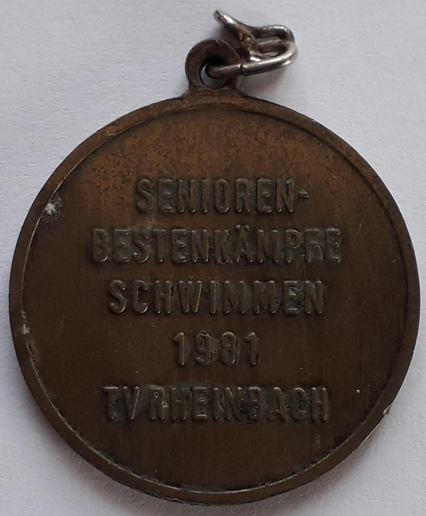 Медаль. Westdeutscher Schwimm Verband EV. Senioren Bestenkamrfe Schwimmen 1981 T 1