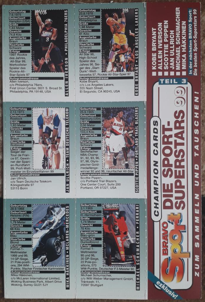 Карточки Bravo Sport Die Bundesliga-Superstars 99 - 12 штук 4