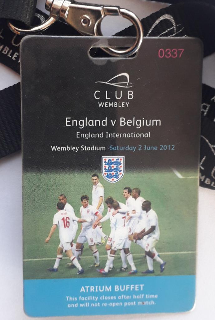 Пропуск Англия - Бельгия 02.06.2012 Товарищеский матч. Club Wembley