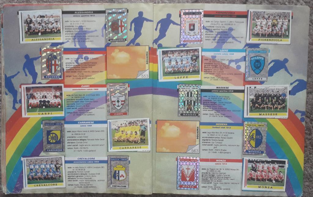 Альбом для наклеек Panini. Calciatori 1994-95. Есть 603 из 632 наклеек. 4