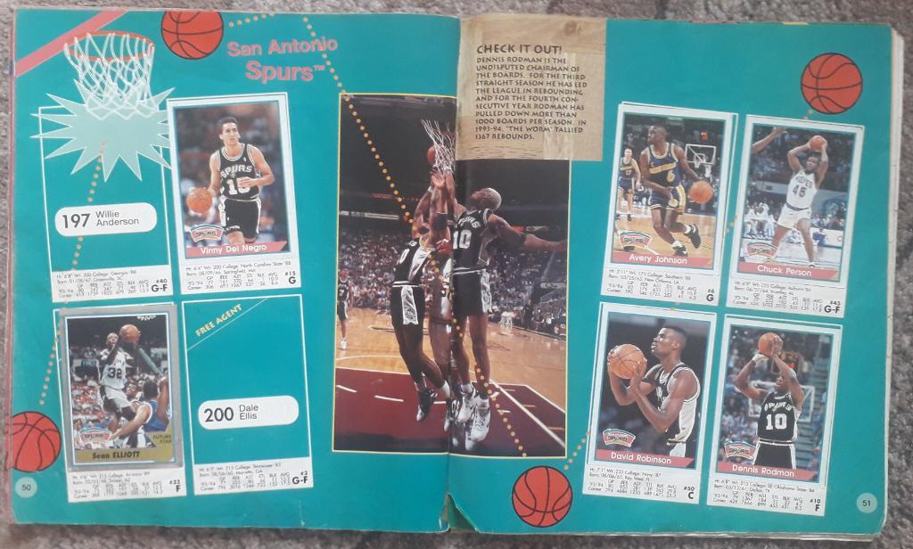 Альбом для наклеек Panini. Basketball '94-'95. Есть 219 из 230 наклеек. 5