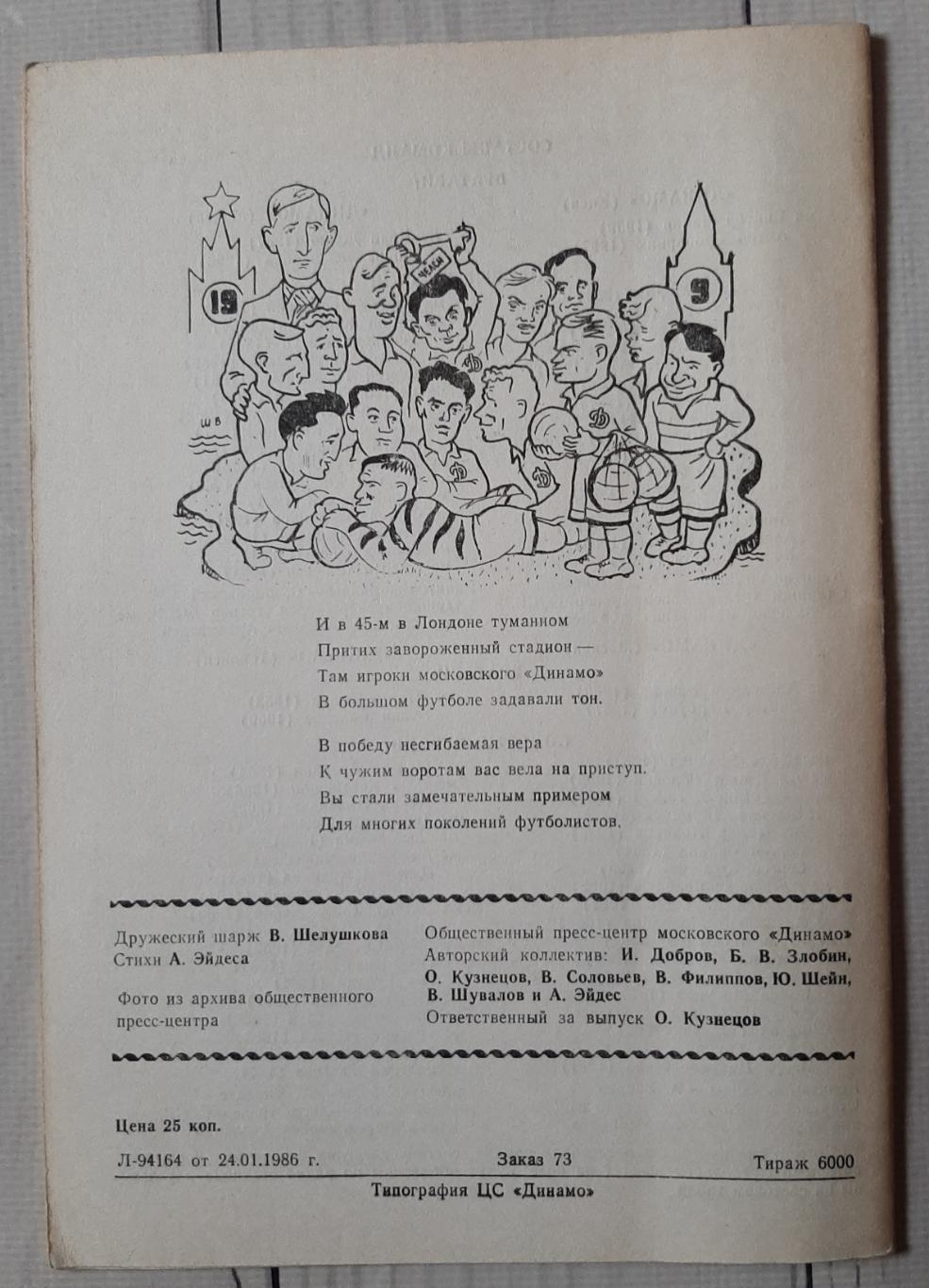 Турнір Динамівських команд 30-31.01.1986. 2
