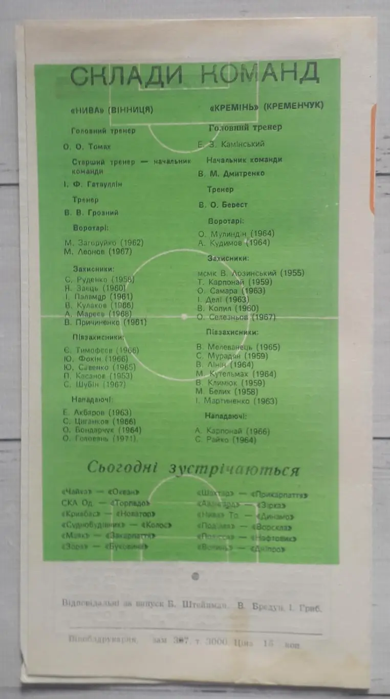 Нива Вінниця - Кремінь Кременчук 28.08.1989. 2