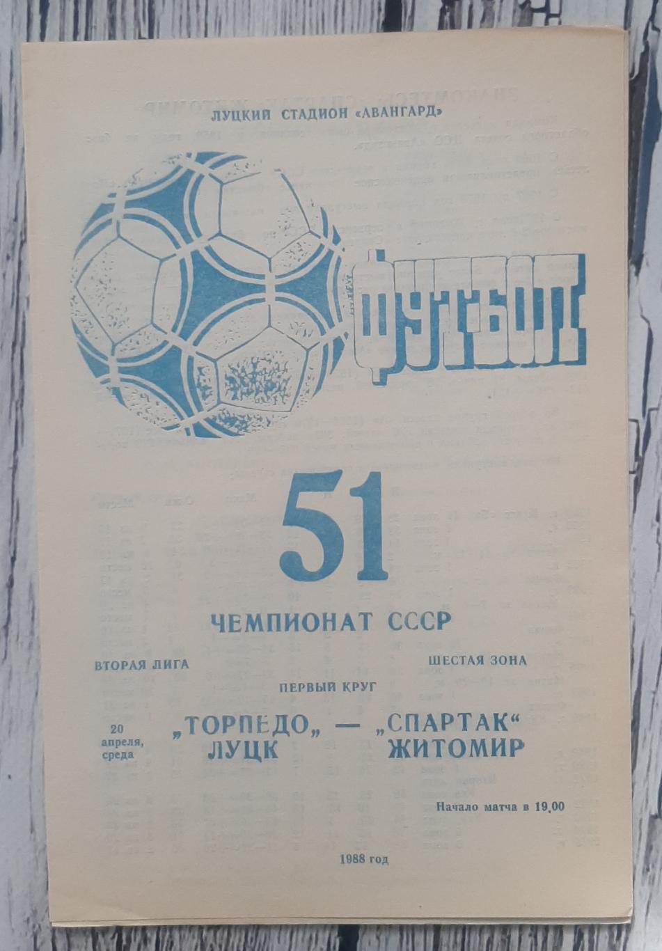 Торпедо Луцьк - Спартак Житомир 29.04.1988