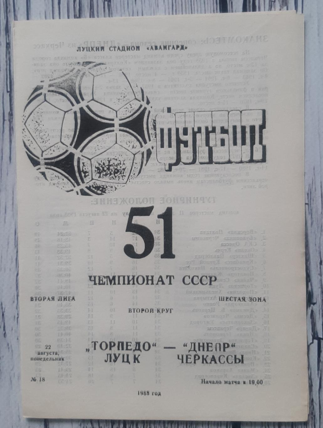 Торпедо Луцьк - Дніпро Черкаси 22.08.1988