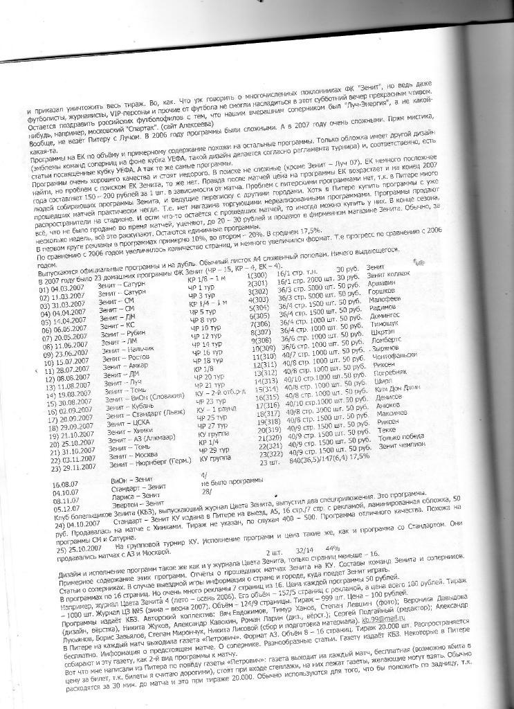 С. Кукарин Каталог российских футбольных программ 2007 2
