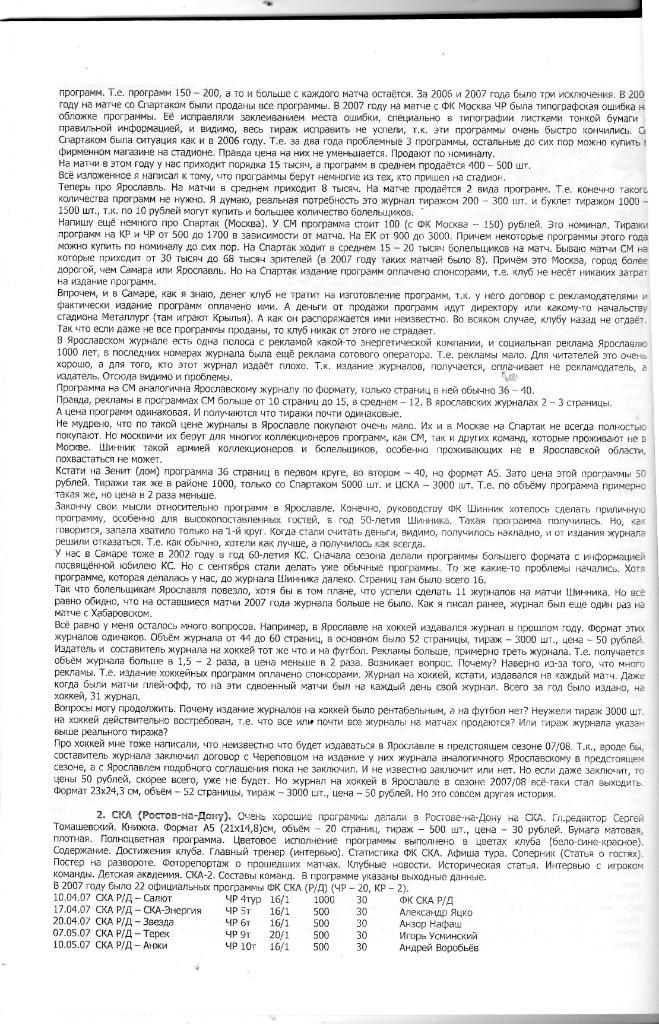 С. Кукарин Каталог российских футбольных программ 2007 3