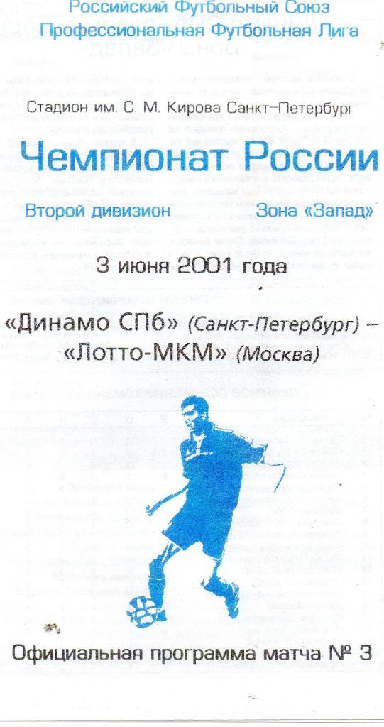 Динамо СПб - Лотто-МКМ (Москва) 03.06.2001