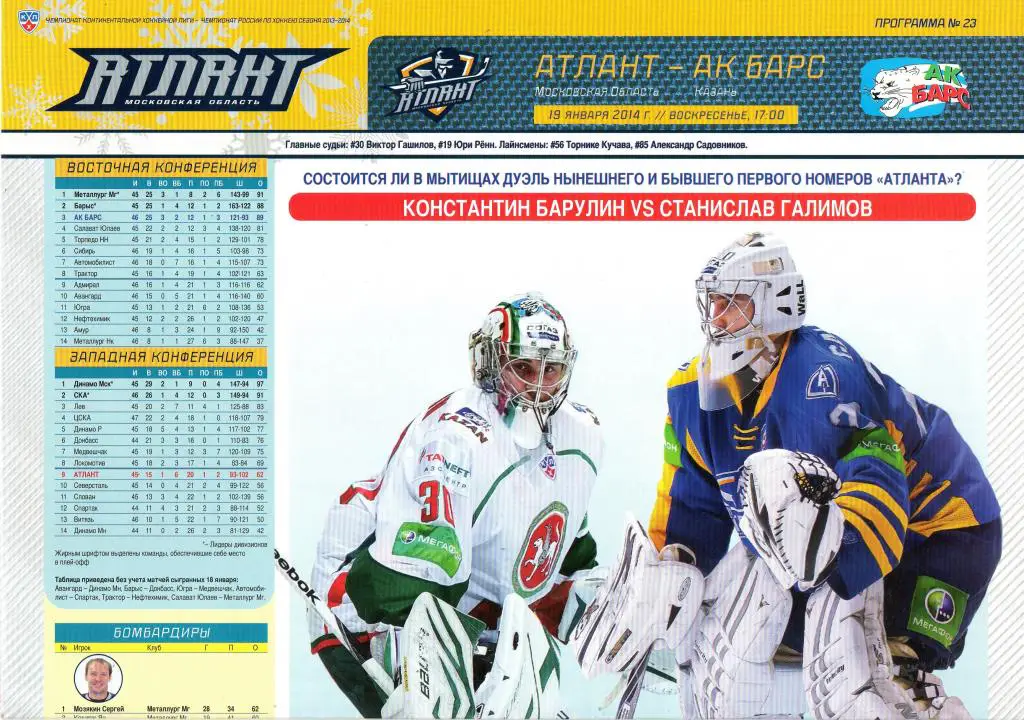 Атлант - Ак Барс 19.01.2014
