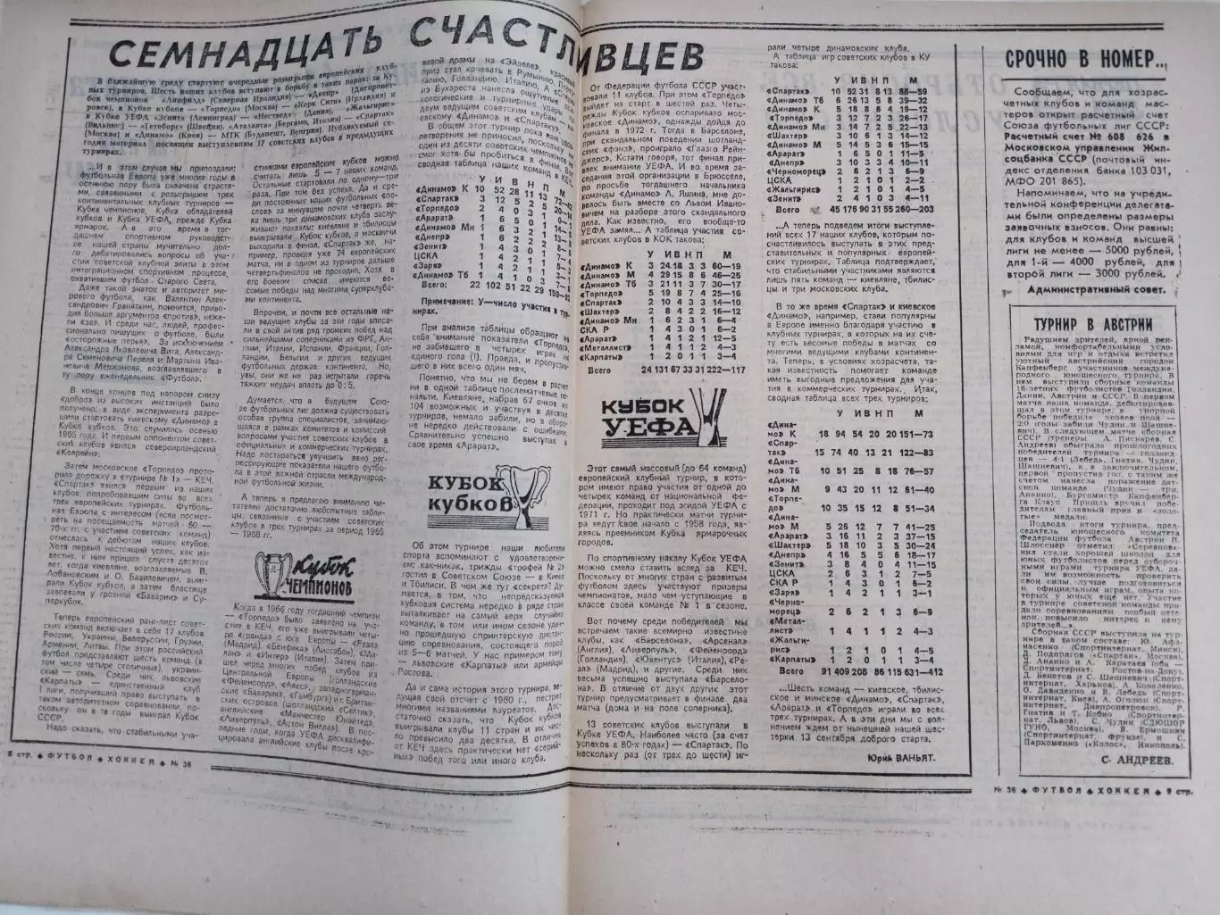 Футбол-Хоккей N36 от 10.09.1989 г. 2