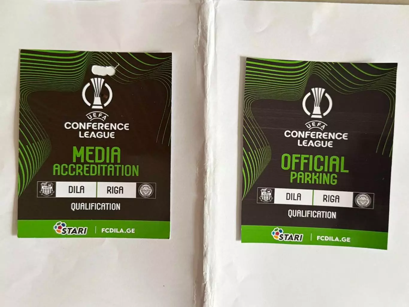 Бейдж(МЕДИА)+пропуск(ПАРКИНГ) с матча ЛК ДИЛА ГОРИ-РИГАЛАТВИЯ от 31.07.2025