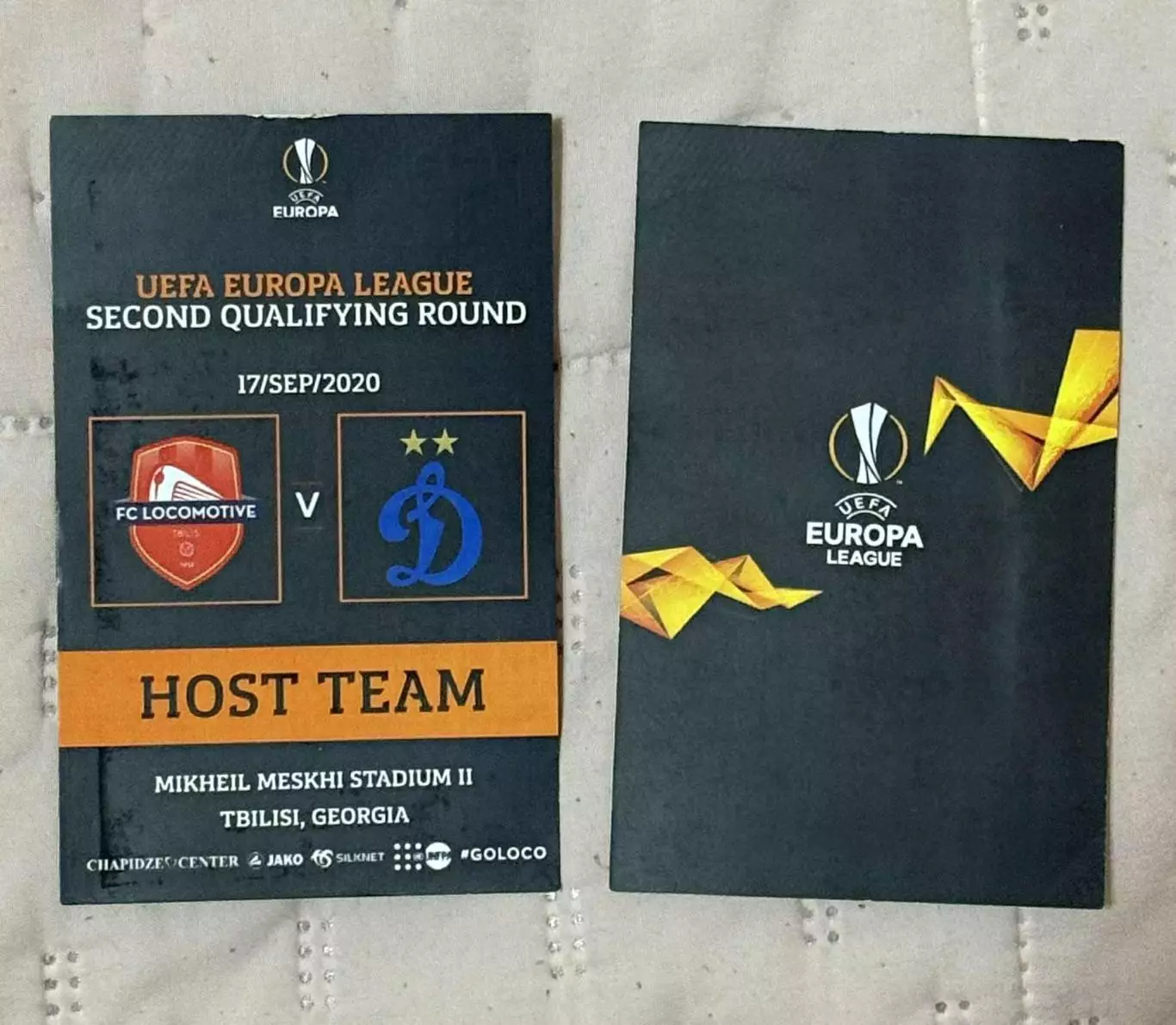 БейджHOST TEAMЛиги ЕВРОПЫ ЛОКОМОТИВ ТБИЛИСИ-ДИНАМО МОСКВА 17.09.2020 г.