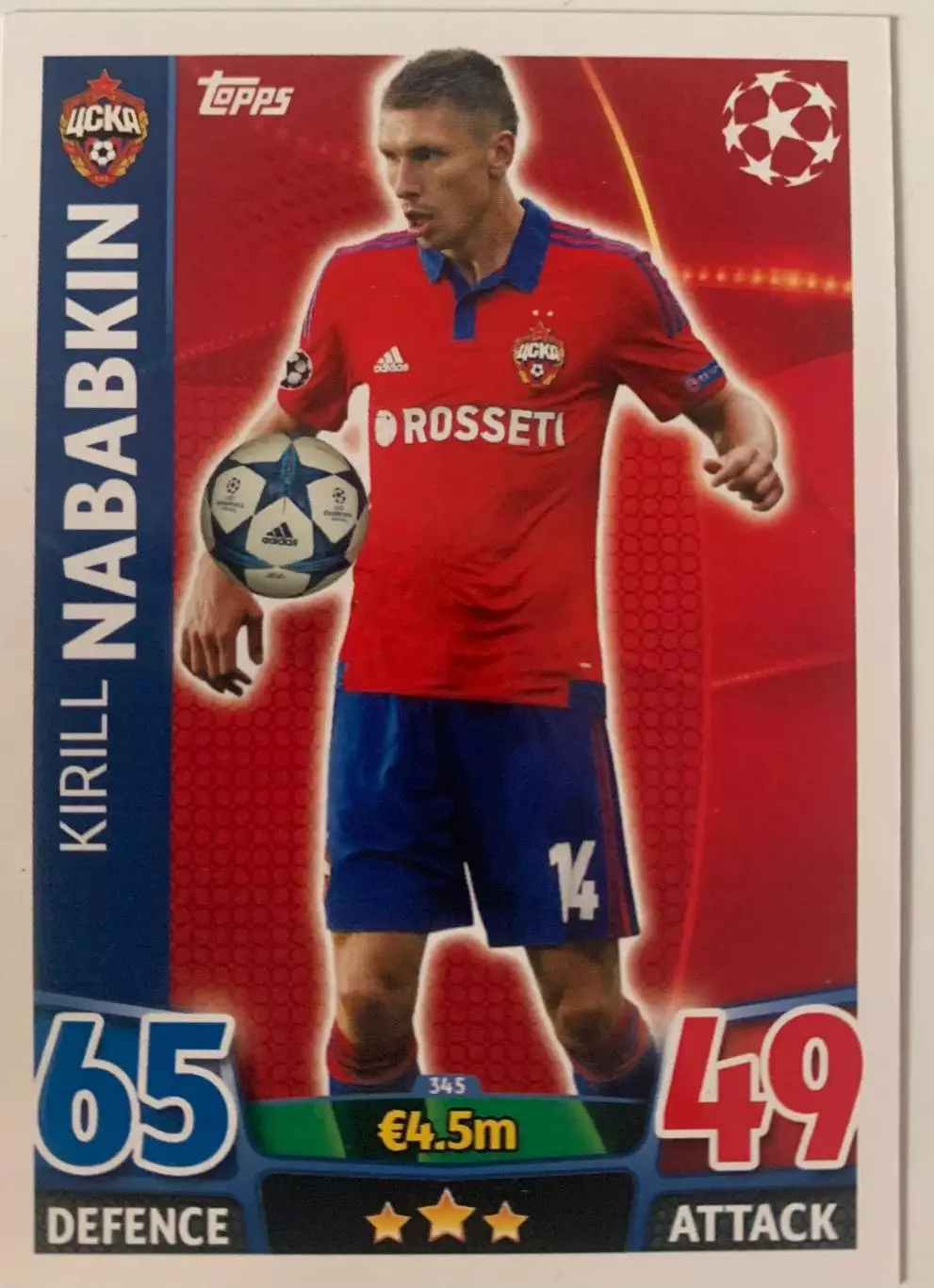 Карточка Кирилл Набабкин ЦСКА Москва
