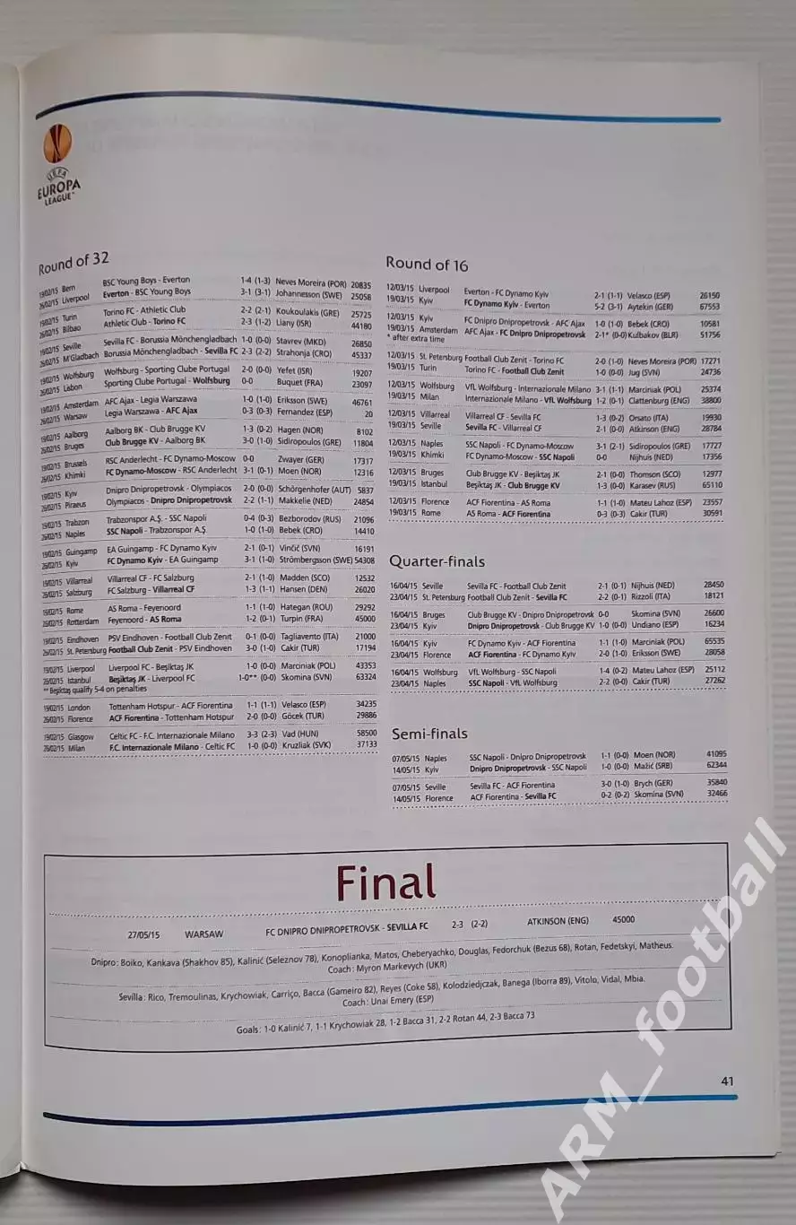 UEFA Competitions Results 2014/15. Результаты всех соревнований УЕФА 4