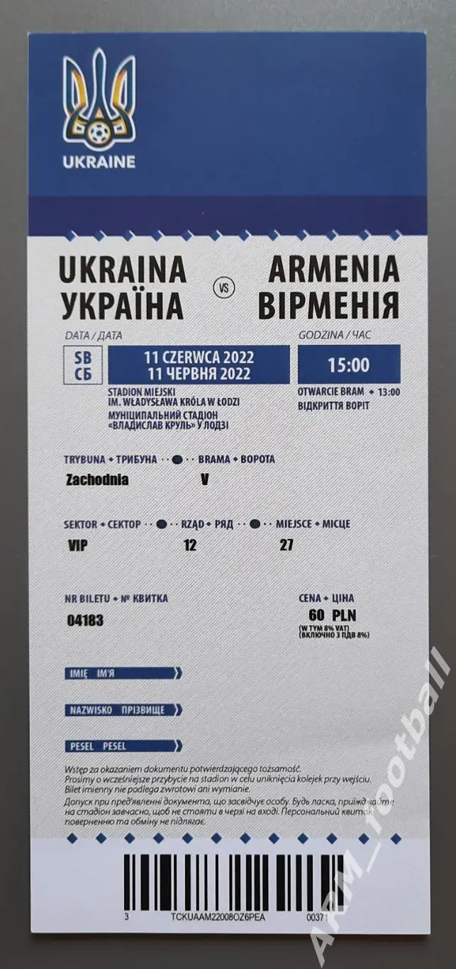 УКРАИНА – АРМЕНИЯ. 11.06.2022 VIP