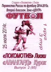 Локомотив Лиски - Авангард Курск. 2 дивизион 2014/2015. 25.07.2014. Тимашов.