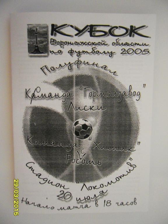 Гормолзавод Лиски - Химик Россошь 20.07.2005г. Кубок Воронежской области.