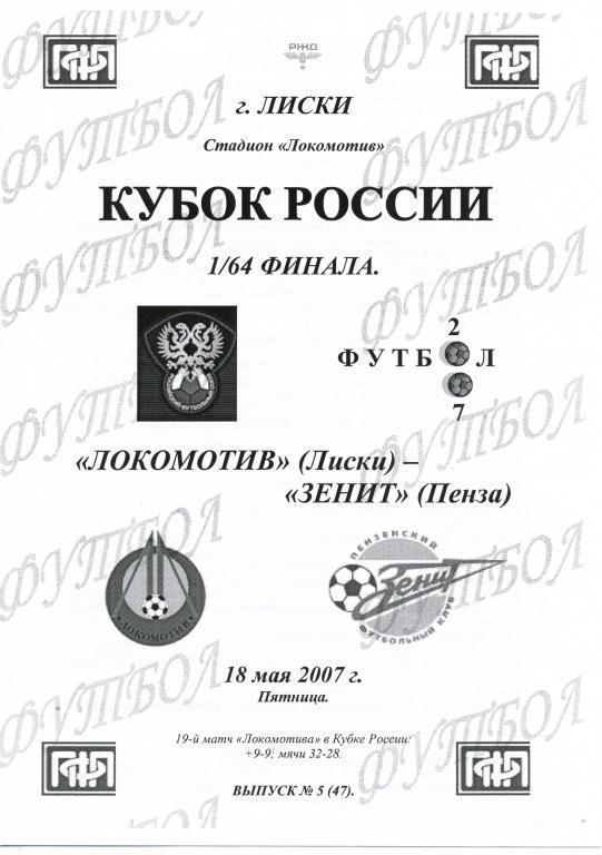 Локомотив Лиски - Зенит Пенза 18.05.2007г. Кубок России. 2-й вид.