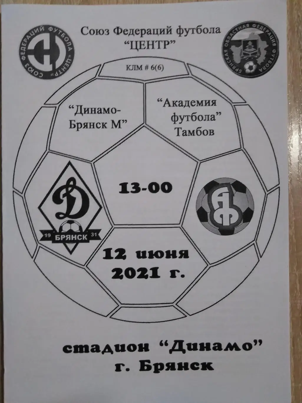Динамо-М Брянск - Академия футбола Тамбов. Чемпионат СФФ Центр. 12.06.21г. Альт.