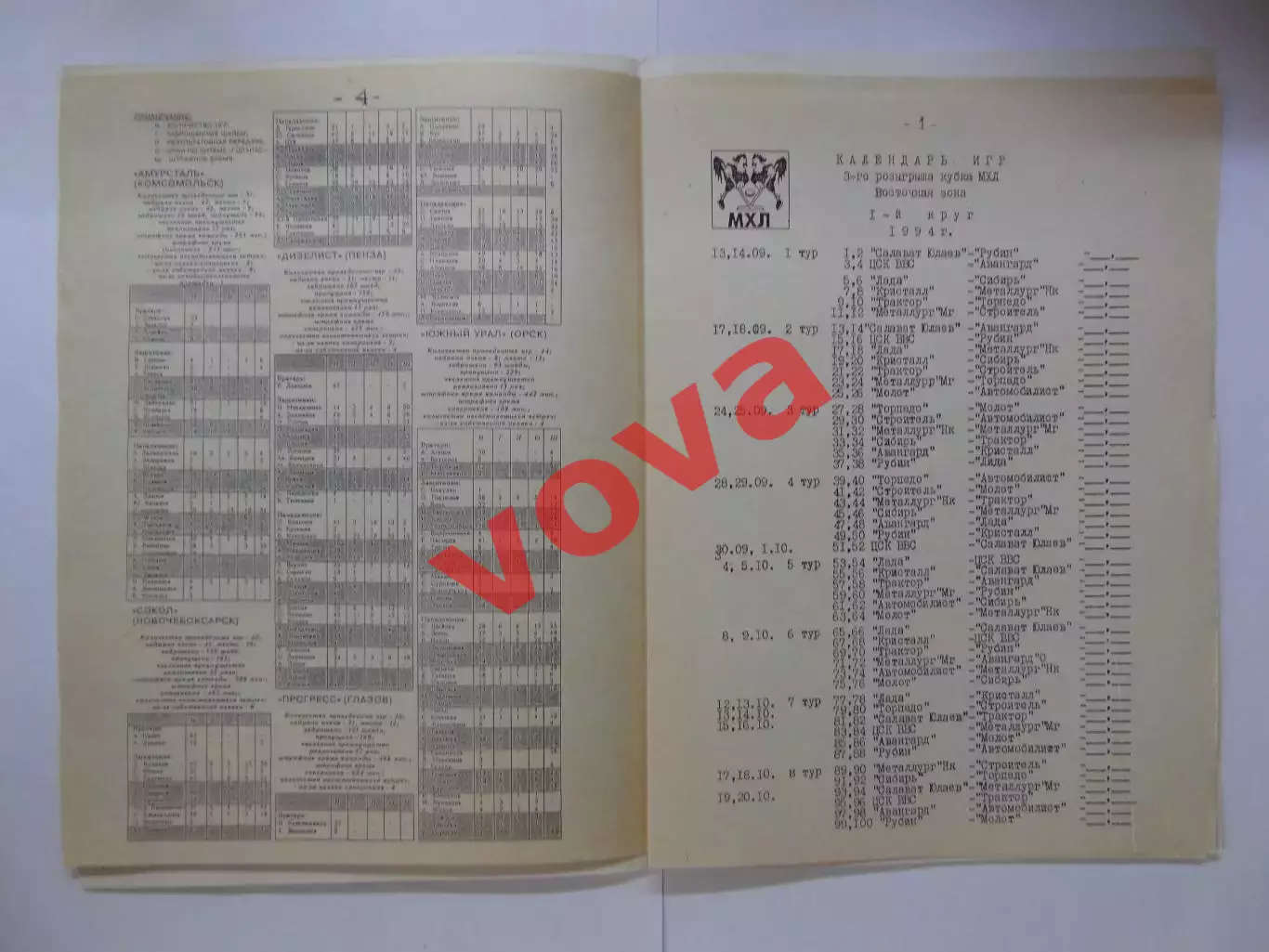 1994-1995г.ЦСК ВВС(Самара).Программа сезона.1-й выпуск 2