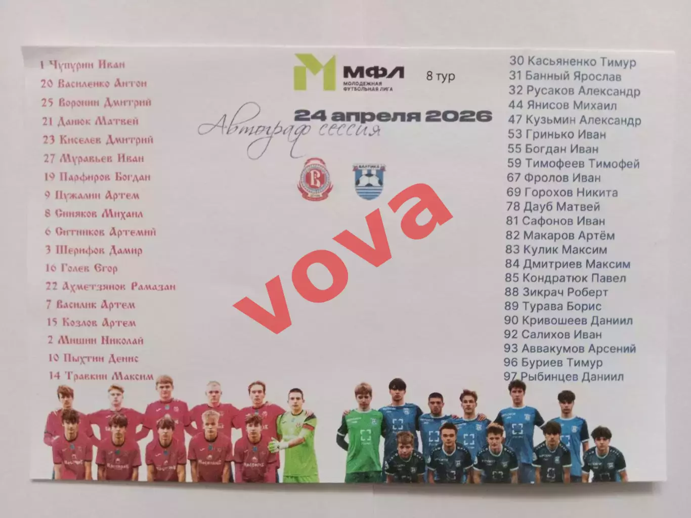 24.04.2026г.Молодежная футбольная лига.МК Витязь(Подольск)-Балтика(Калининград)