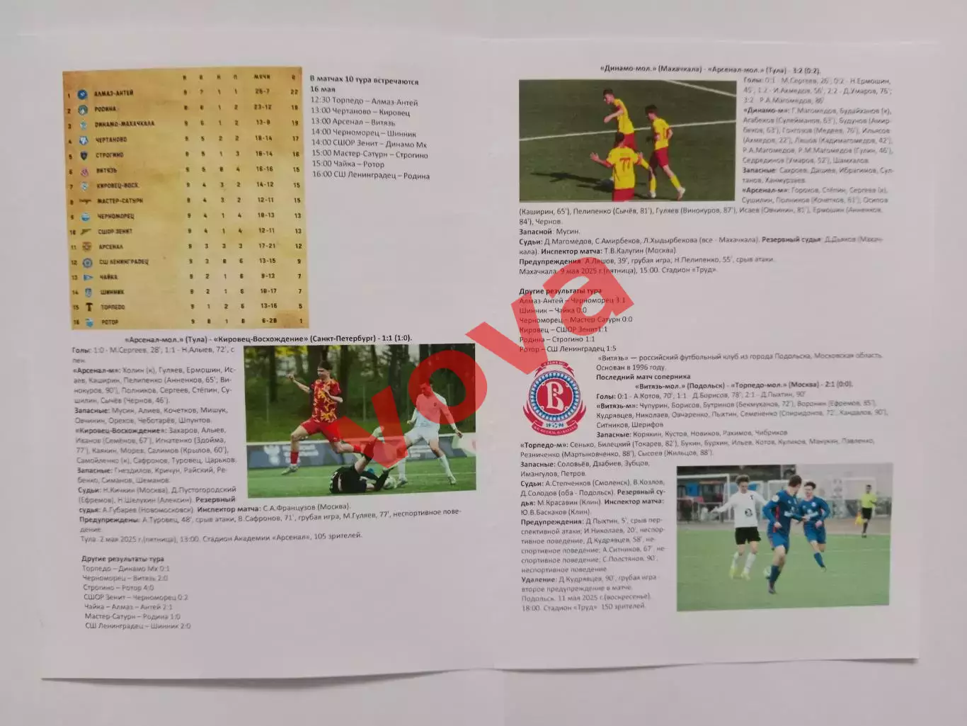 16.05.2025г.Молодежная футбольная лига.Арсенал-М(Тула)-Витязь(Подольск) 1