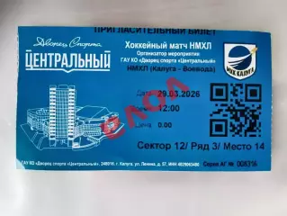 Билет.29.03.2026г.НМХЛ.1/8 финала.МХК Калуга-Воевода(Подольск)