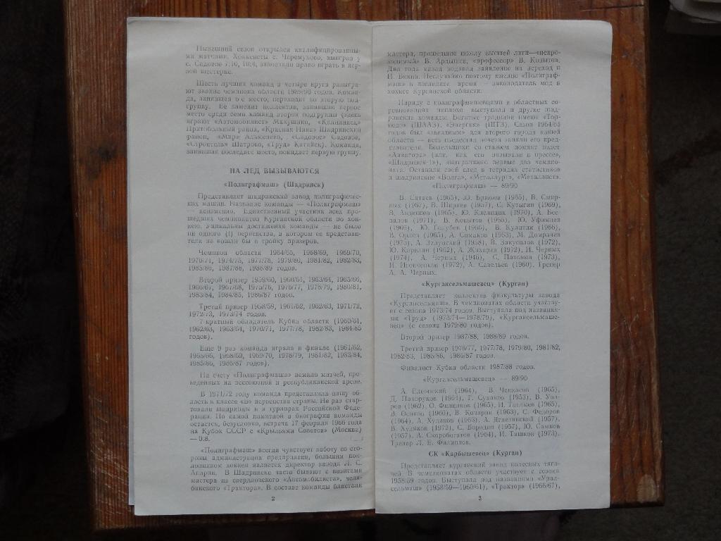 1989-1990г. 32-й Чемпионат Курганской области по хоккею с шайбой 3