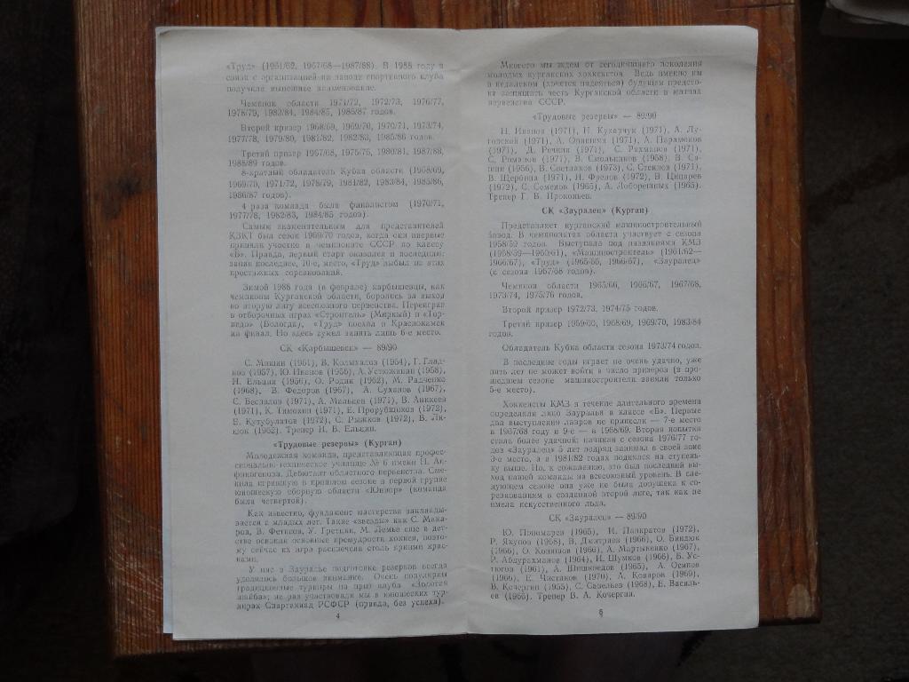 1989-1990г. 32-й Чемпионат Курганской области по хоккею с шайбой 4