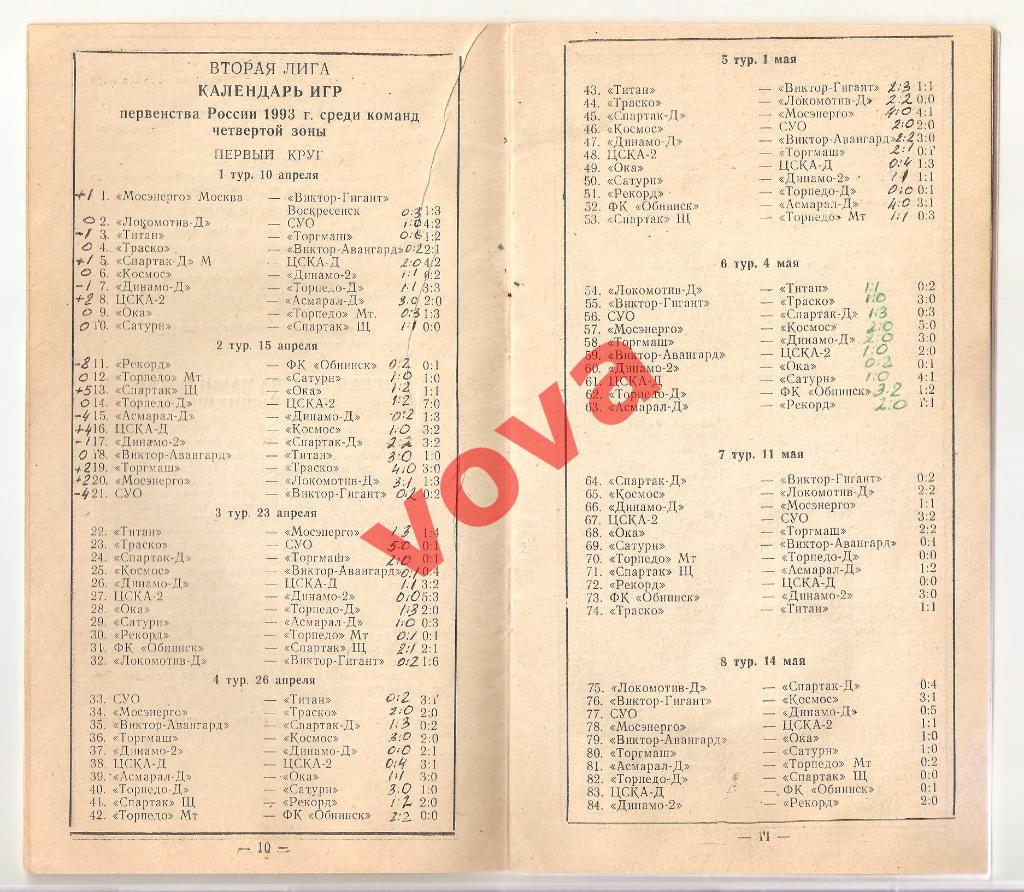 1993г. Справочник-календарь. Спартак(Щелково). Составитель: Ю.А.Бельский 4