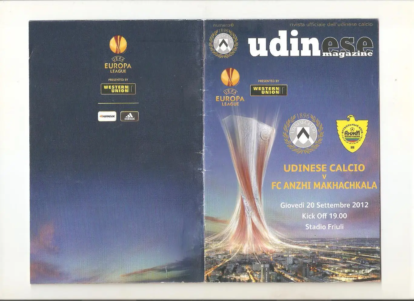 20.09.2012г. Лига Европы. Удинезе(Удине,Италия)- Анжи(Махачкала)