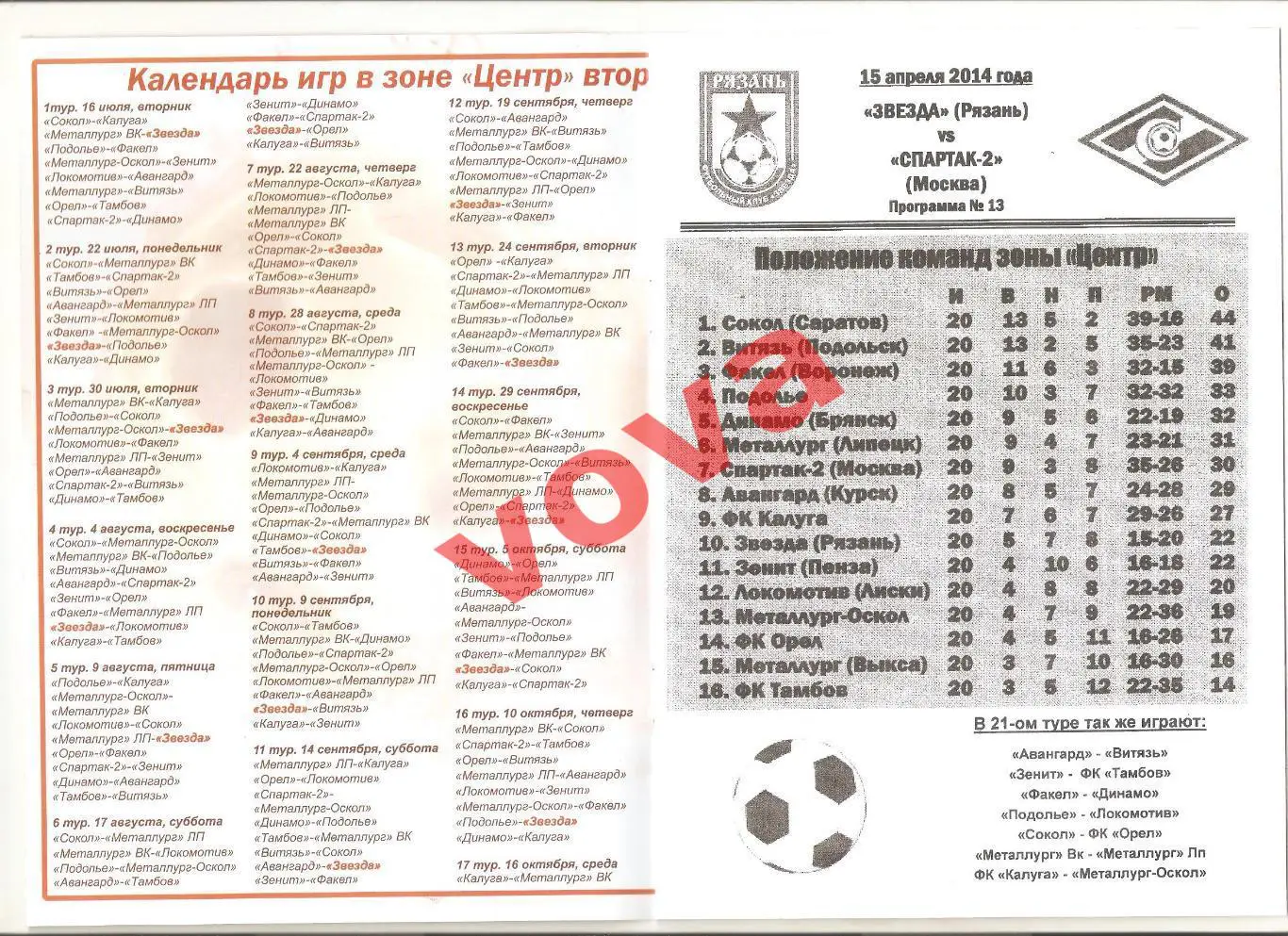 15.04.2014г. Чемпионат России. Звезда(Рязань)- Спартак-2 (Москва) 1