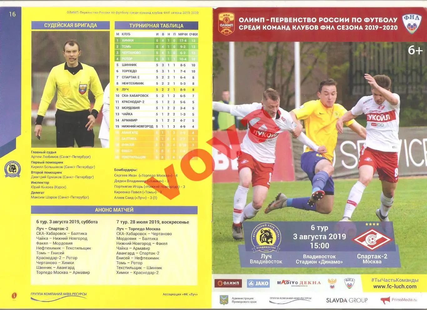 03.08.2019г. Чемпионат России. Луч(Владивосток)- Спартак-2(Москва)