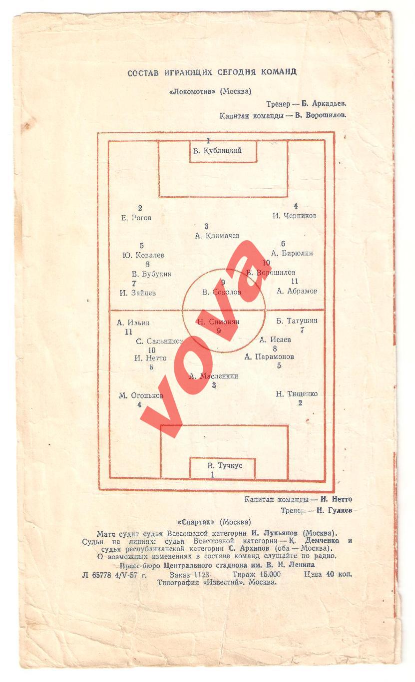 07.05.1957г. Первенство СССР. Локомотив(Москва)- Спартак(Москва) 1