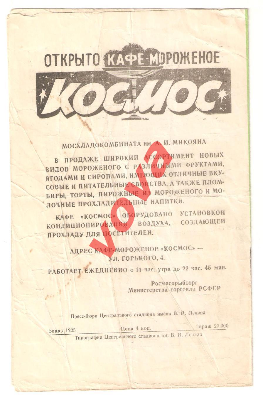 16.09.1961г. Первенство СССР. Спартак(Москва)- Локомотив(Москва) 1