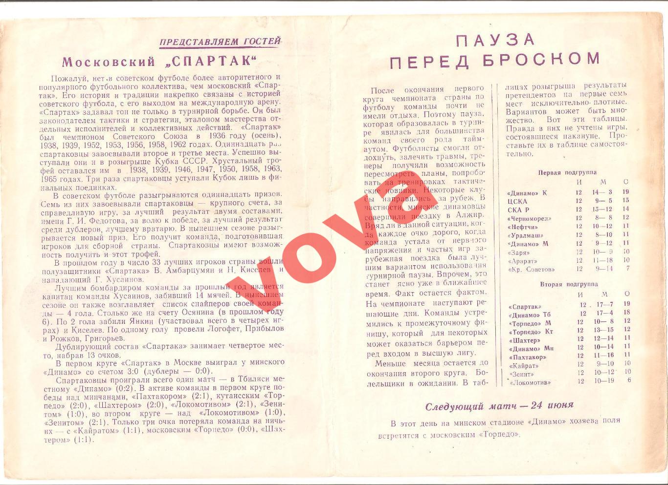 15.06.1969г. Первенство СССР. Динамо(Минск)- Спартак(Москва) 1