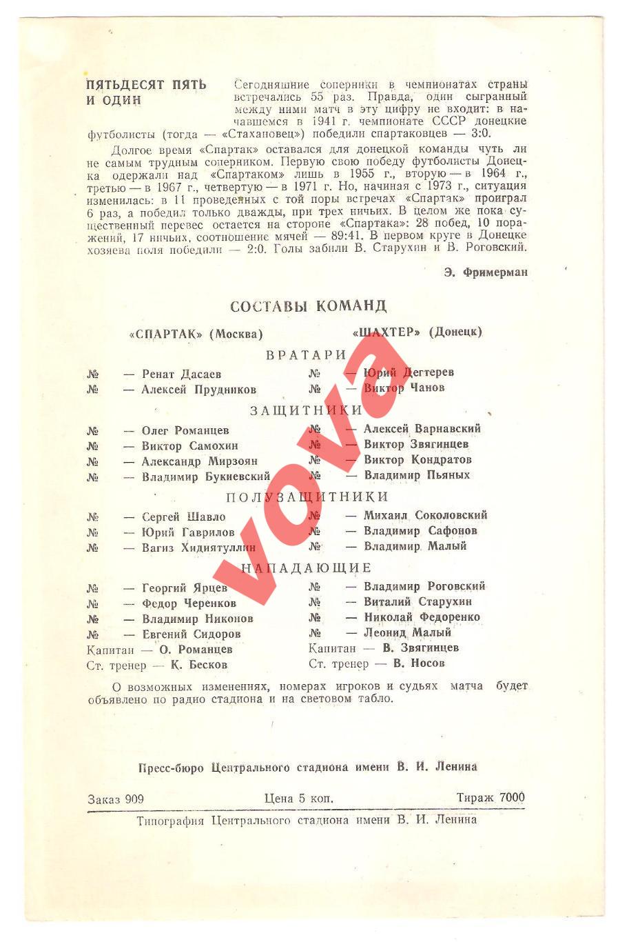 10.11.1979г. Чемпионат СССР. Спартак(Москва)- Шахтер(Донецк) 3