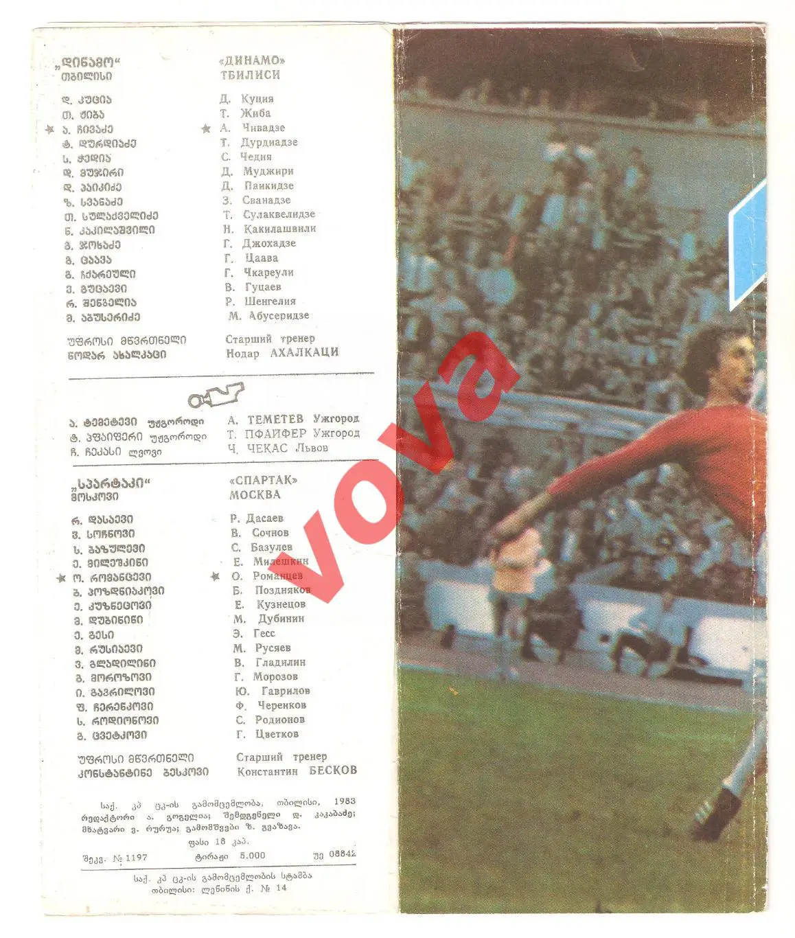 08.05.1983г. Чемпионат СССР. Динамо(Тбилиси)- Спартак(Москва) 1