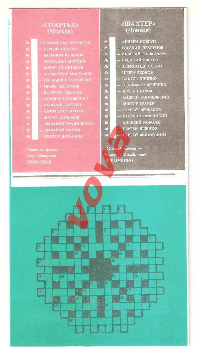 08.08.1990г. Чемпионат СССР. Спартак(Москва)- Шахтер(Донецк) 1