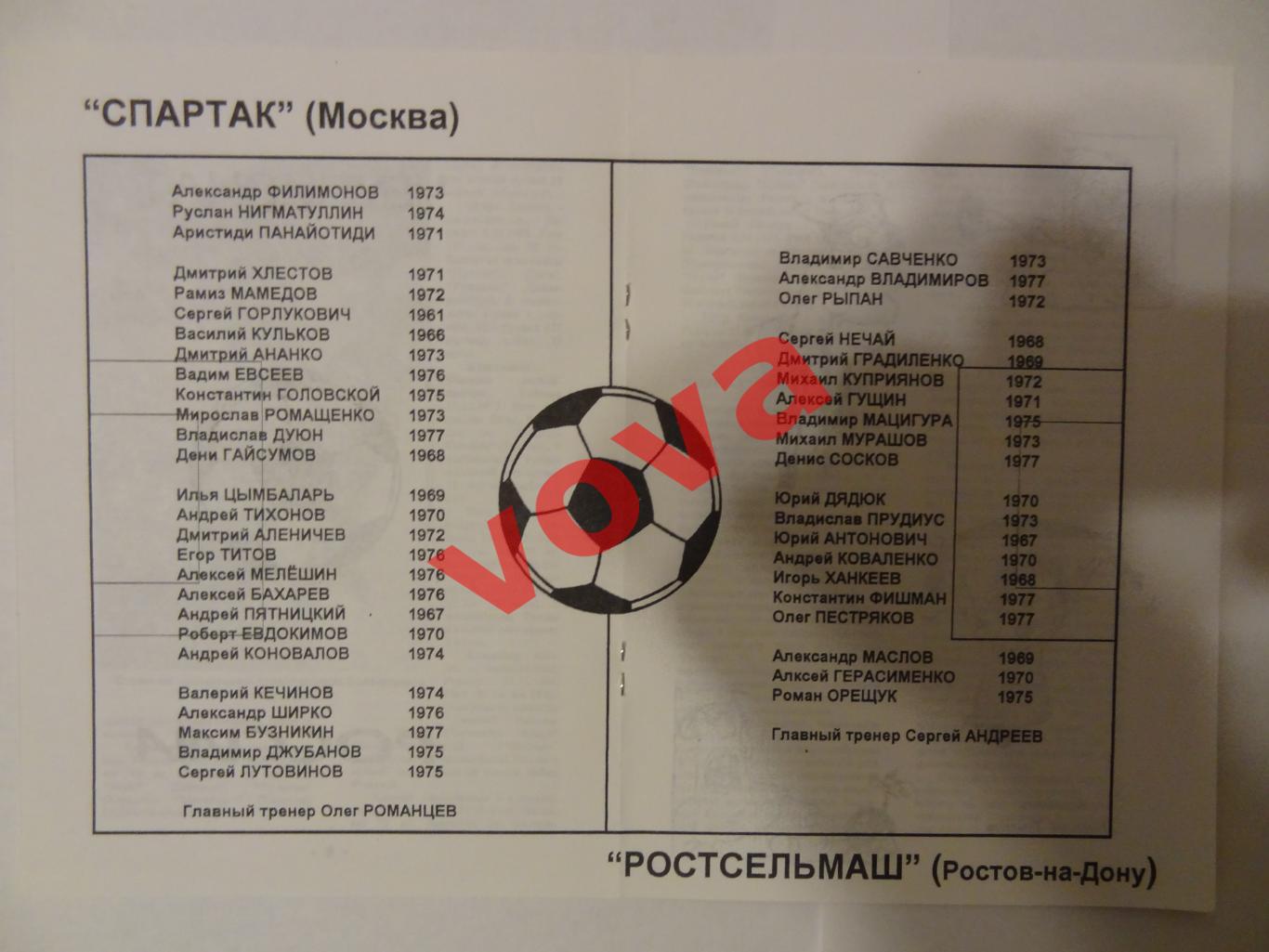 24.05.1997г. Чемпионат России. Спартак(Москва)- Ростсельмаш(Ростов-на-Дону) №2 1