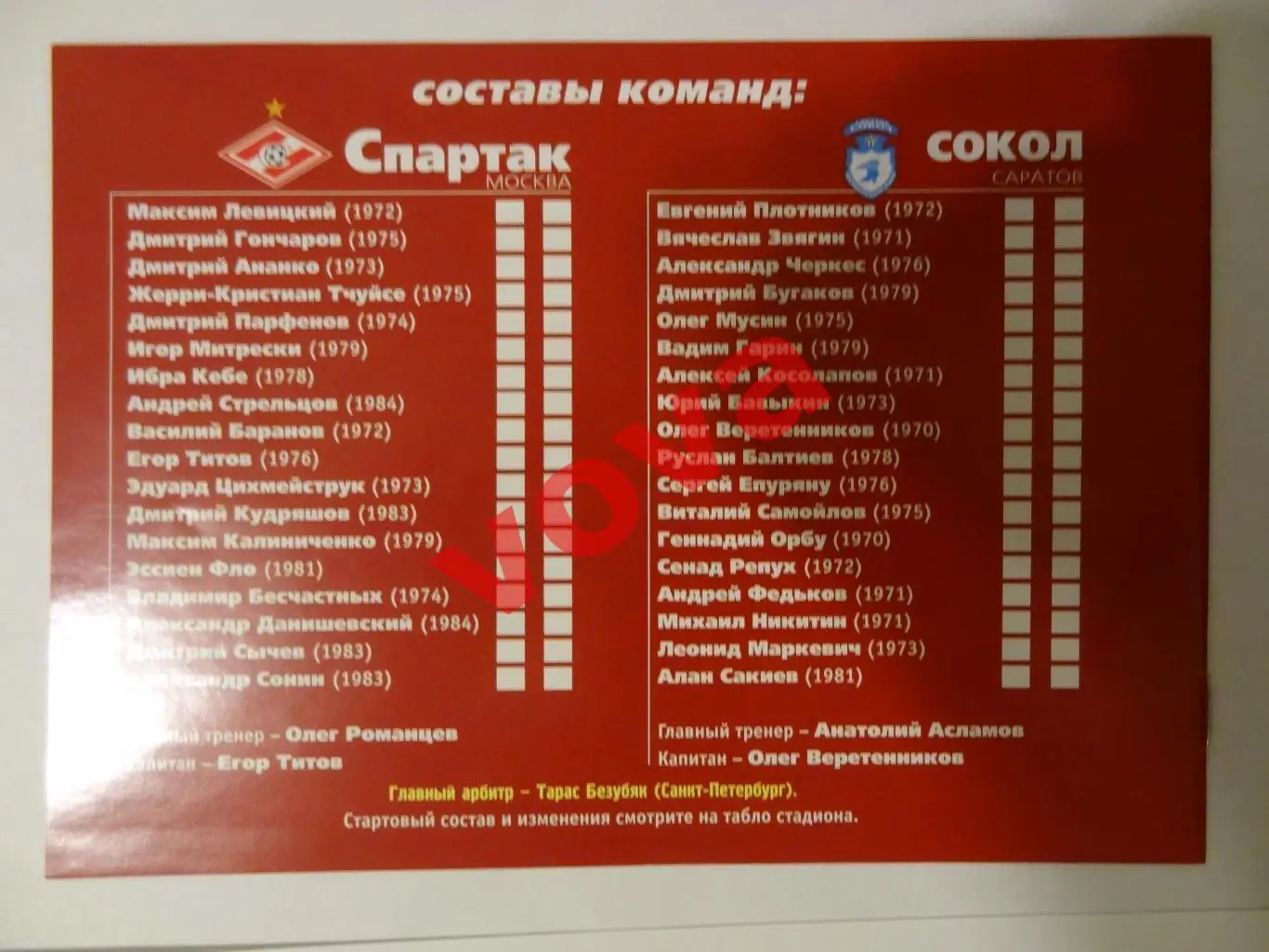 13.05.2002г. Чемпионат России. Спартак(Москва)- Сокол(Саратов) 1