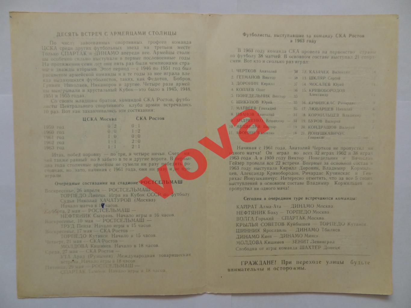 20.04.1964г. Первенство СССР. СКА(Ростов-на-Дону)- ЦСКА(Москва) 1