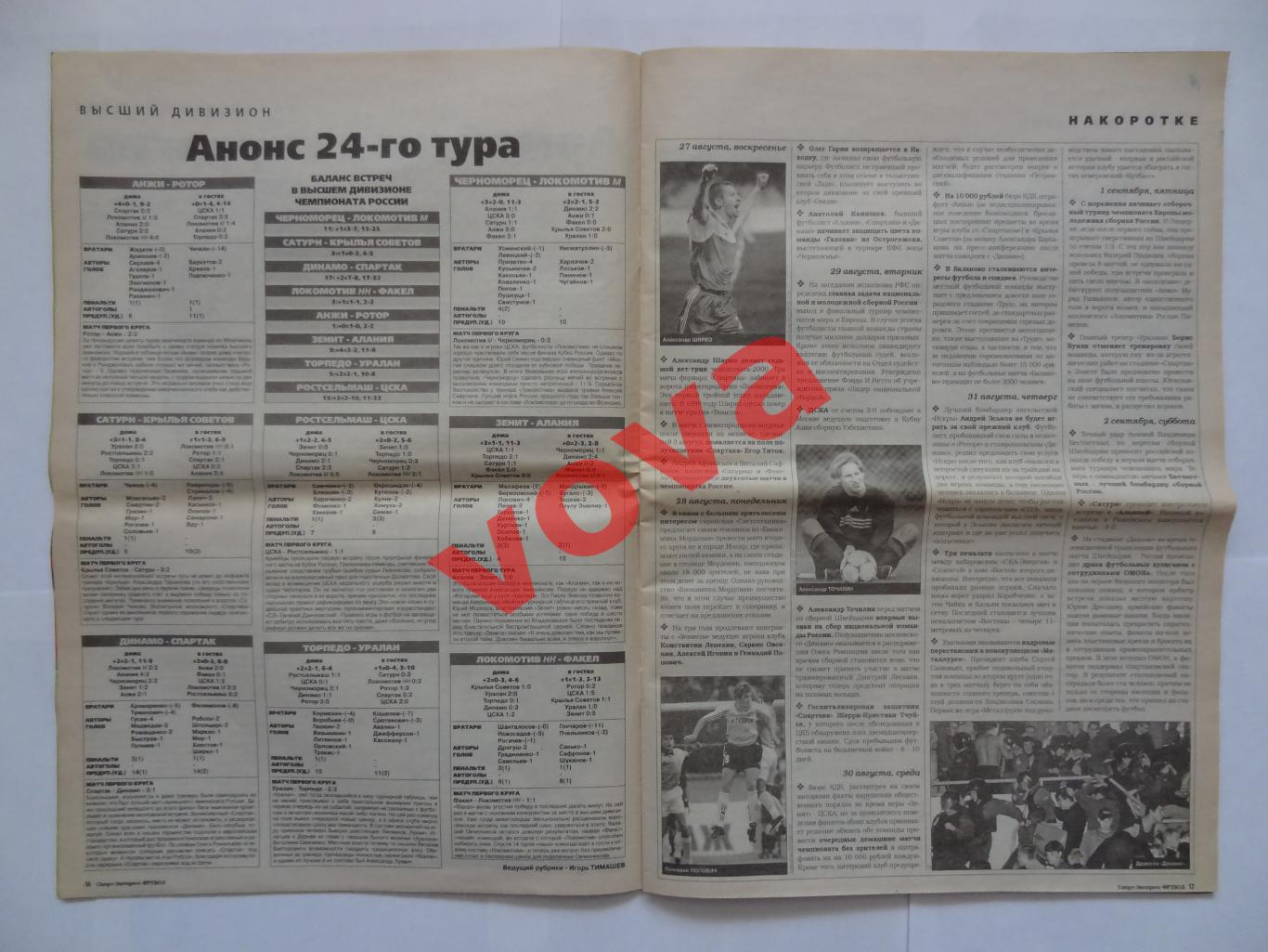 05.09.2000г. Спорт-экспресс. № 35(75) Спартак, Динамо, Зенит, Локомотив и др. 3